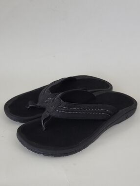Men's Olukai Black Hokua Flip Flop Sandals Size 8 / EU 41